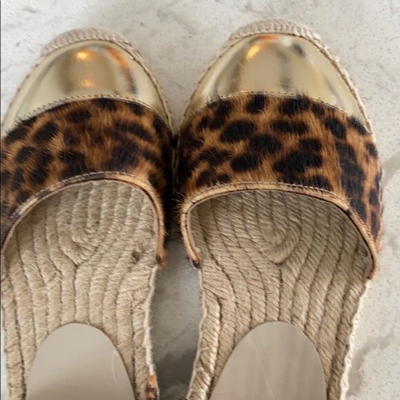 Boden Animal Print Gold Toe Espadrille Like New 6 - Picture 5 of 11